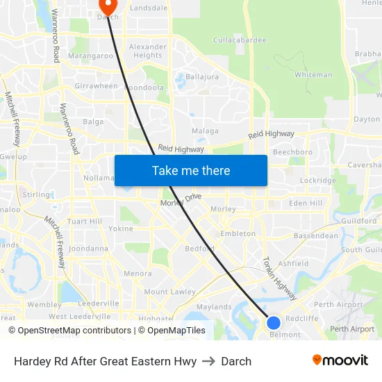 Hardey Rd After Great Eastern Hwy to Darch map