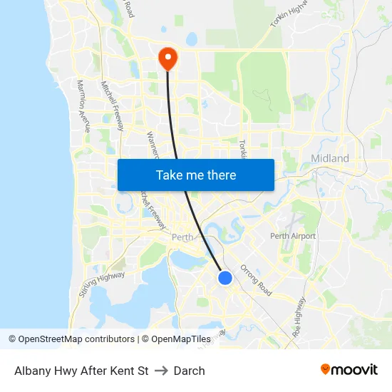Albany Hwy After Kent St to Darch map