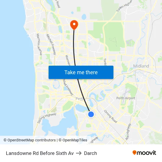 Lansdowne Rd Before Sixth Av to Darch map
