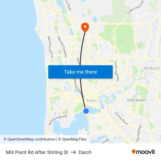 Mill Point Rd After Stirling St to Darch map