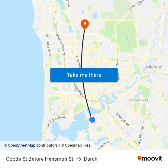 Coode St Before Hensman St to Darch map