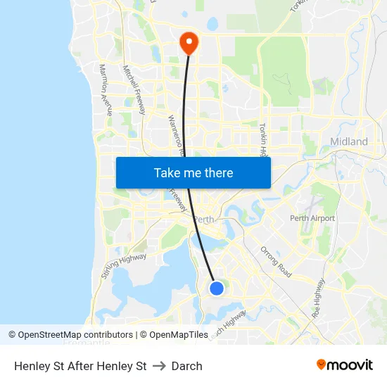 Henley St After Henley St to Darch map