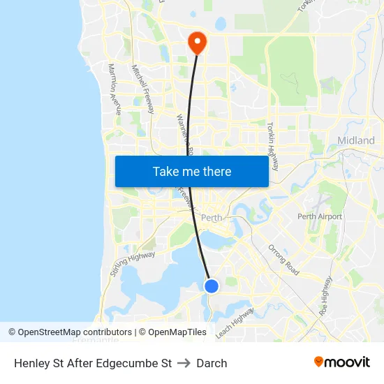 Henley St After Edgecumbe St to Darch map