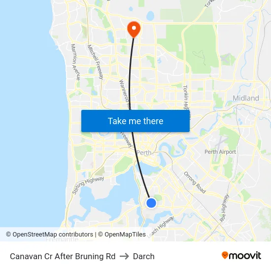 Canavan Cr After Bruning Rd to Darch map