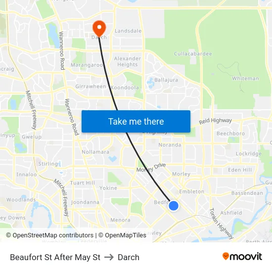 Beaufort St After May St to Darch map