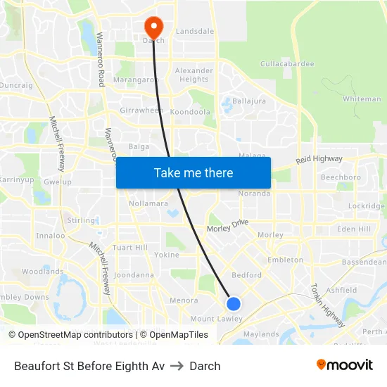 Beaufort St Before Eighth Av to Darch map
