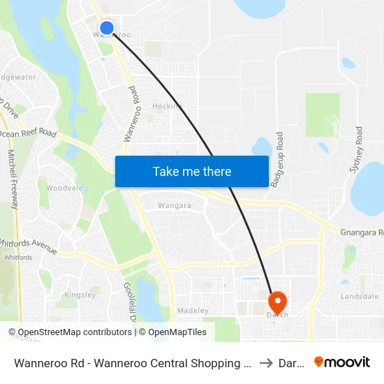 Wanneroo Rd - Wanneroo Central Shopping Ctr to Darch map