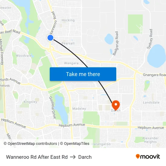 Wanneroo Rd After East Rd to Darch map