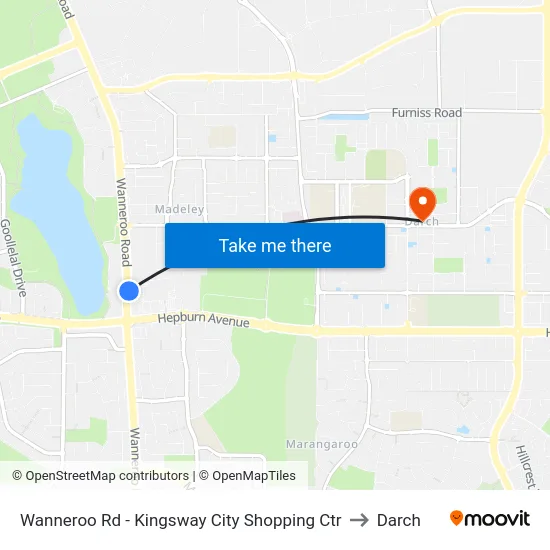 Wanneroo Rd - Kingsway City Shopping Ctr to Darch map