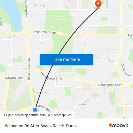 Wanneroo Rd After Beach Rd to Darch map