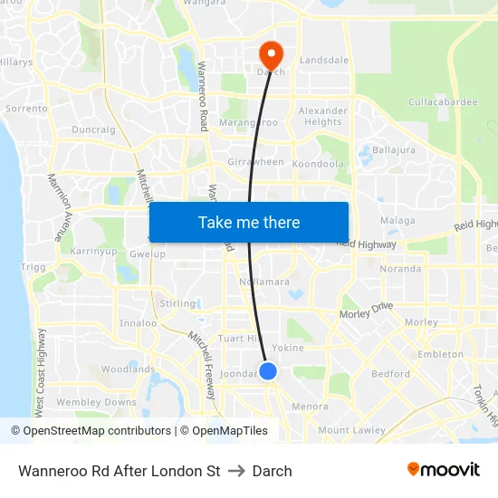 Wanneroo Rd After London St to Darch map