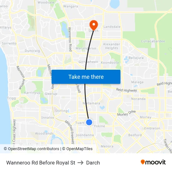 Wanneroo Rd Before Royal St to Darch map