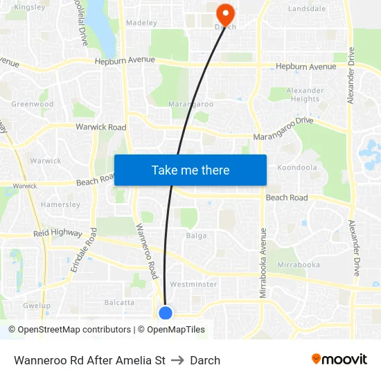 Wanneroo Rd After Amelia St to Darch map