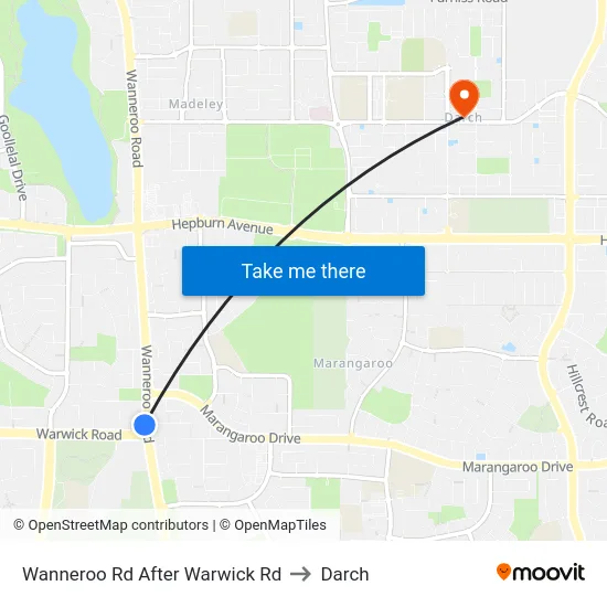 Wanneroo Rd After Warwick Rd to Darch map