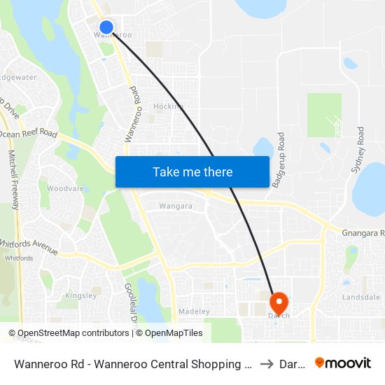 Wanneroo Rd - Wanneroo Central Shopping Ctr to Darch map