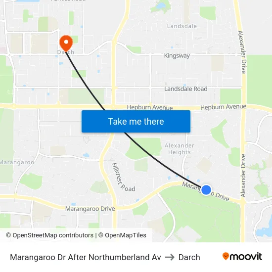 Marangaroo Dr After Northumberland Av to Darch map