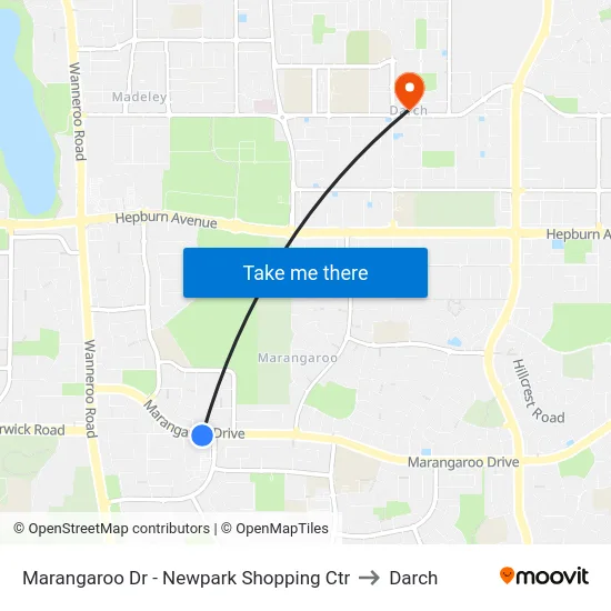 Marangaroo Dr - Newpark Shopping Ctr to Darch map