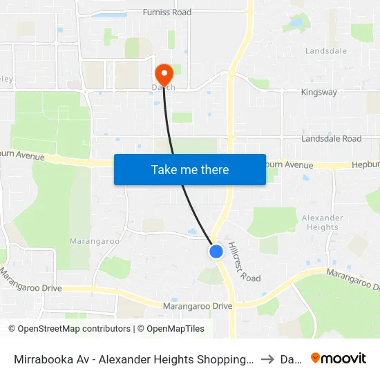 Mirrabooka Av - Alexander Heights Shopping Ctr Stand 2 to Darch map