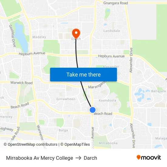 Mirrabooka Av Mercy College to Darch map