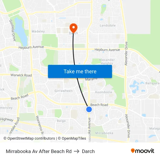 Mirrabooka Av After Beach Rd to Darch map