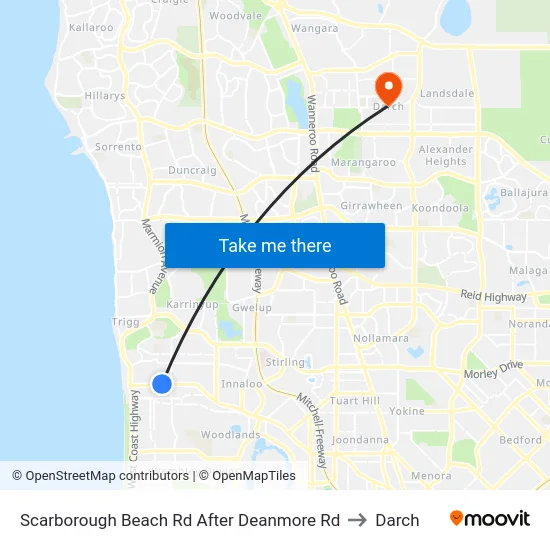 Scarborough Beach Rd After Deanmore Rd to Darch map