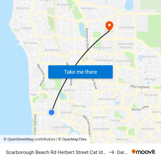 Scarborough Beach Rd Herbert Street Cat Id 27 to Darch map