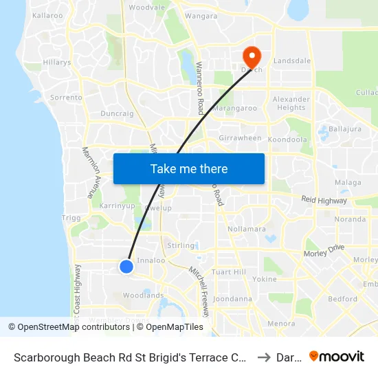 Scarborough Beach Rd St Brigid's Terrace Cat Id 29 to Darch map