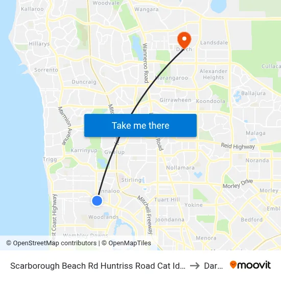 Scarborough Beach Rd Huntriss Road Cat Id 31 to Darch map