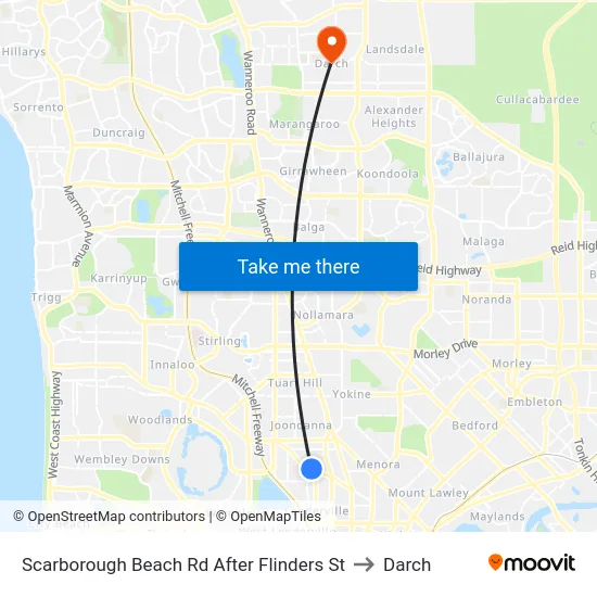 Scarborough Beach Rd After Flinders St to Darch map