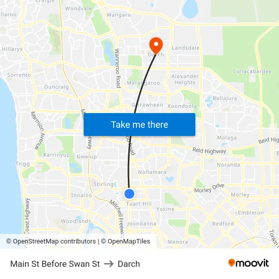 Main St Before Swan St to Darch map