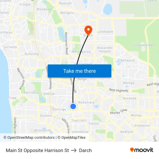 Main St Opposite Harrison St to Darch map