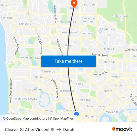 Cleaver St After Vincent St to Darch map