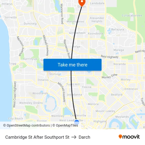 Cambridge St After Southport St to Darch map