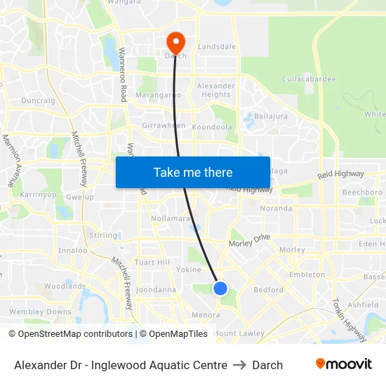 Alexander Dr - Inglewood Aquatic Centre to Darch map