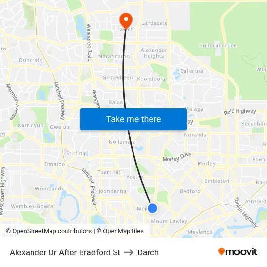 Alexander Dr After Bradford St to Darch map
