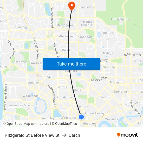 Fitzgerald St Before View St to Darch map