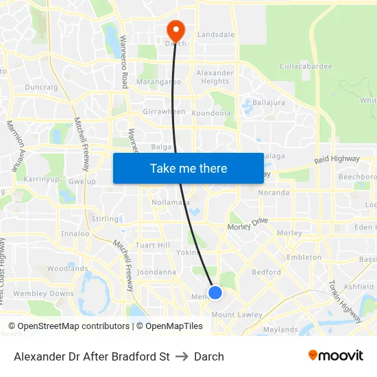 Alexander Dr After Bradford St to Darch map