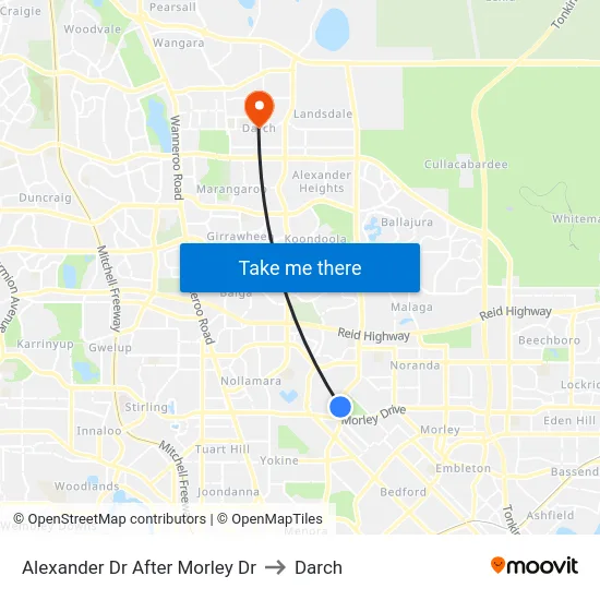 Alexander Dr After Morley Dr to Darch map