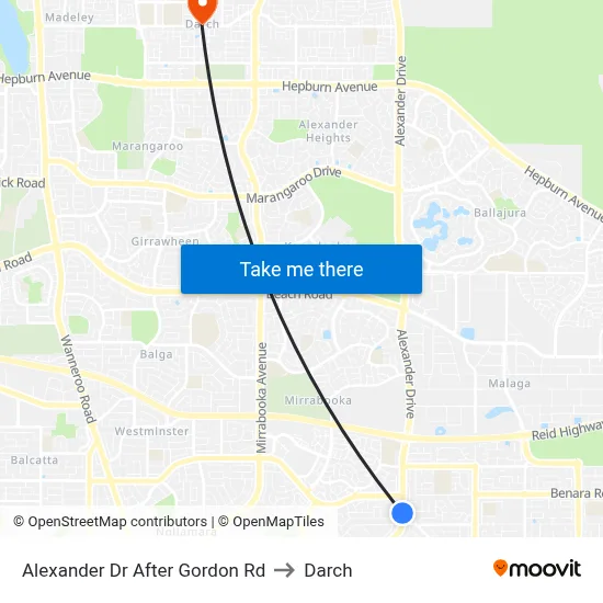 Alexander Dr After Gordon Rd to Darch map