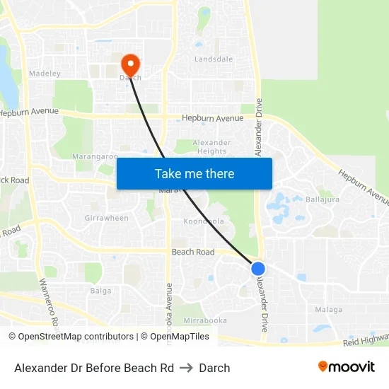 Alexander Dr Before Beach Rd to Darch map