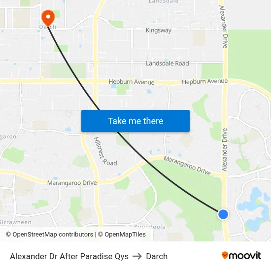 Alexander Dr After Paradise Qys to Darch map