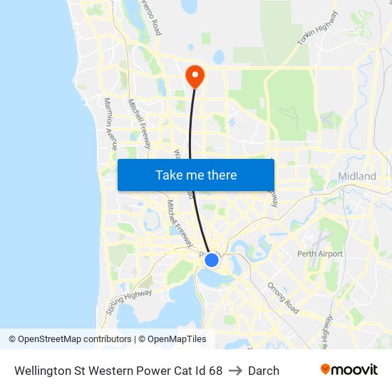 Wellington St Western Power Cat Id 68 to Darch map