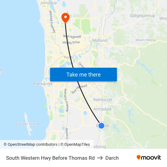 South Western Hwy Before Thomas Rd to Darch map