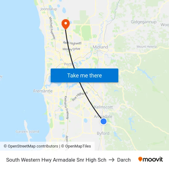 South Western Hwy Armadale Snr High Sch to Darch map