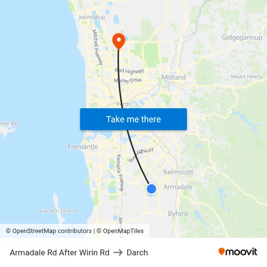 Armadale Rd After Wirin Rd to Darch map