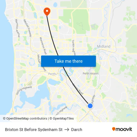 Brixton St Before Sydenham St to Darch map