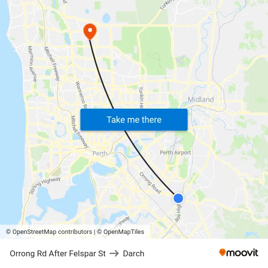 Orrong Rd After Felspar St to Darch map