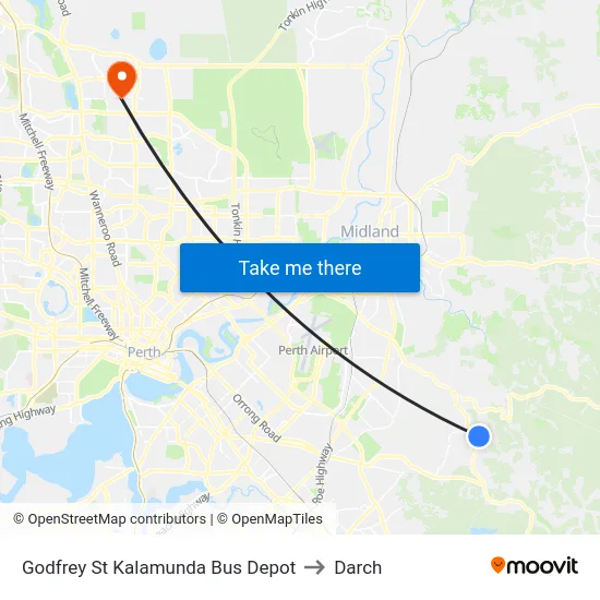 Godfrey St Kalamunda Bus Depot to Darch map