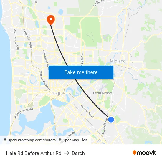 Hale Rd Before Arthur Rd to Darch map