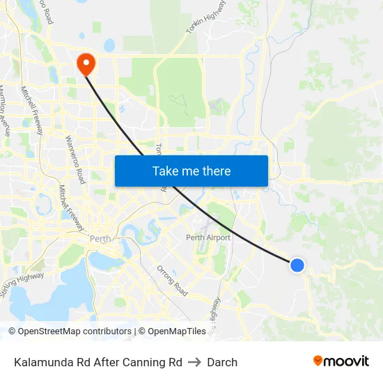 Kalamunda Rd After Canning Rd to Darch map